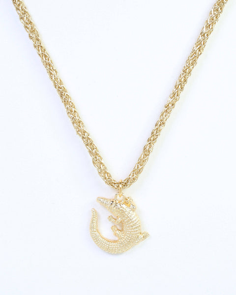 Corie Cord Necklace Alligator Gold
