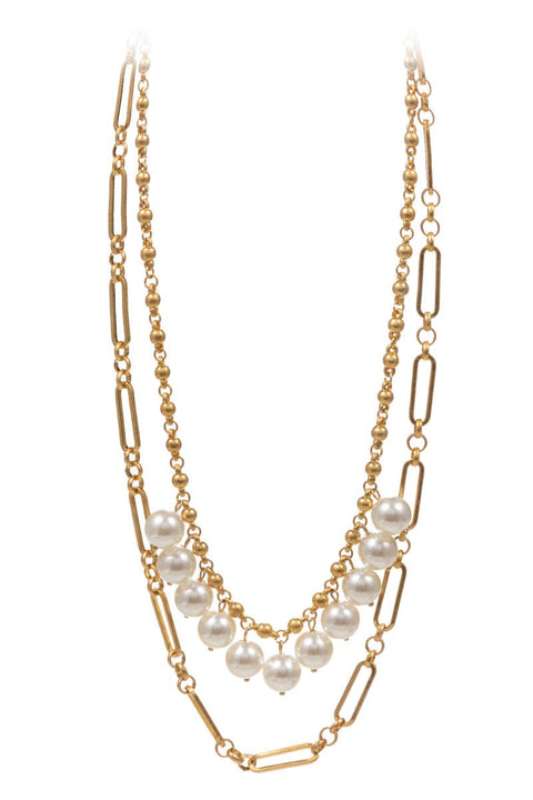 Elegance Perl Metal Necklaces Layered Necklace