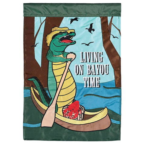 Gator Livin' on Bayou Time Garden Flag