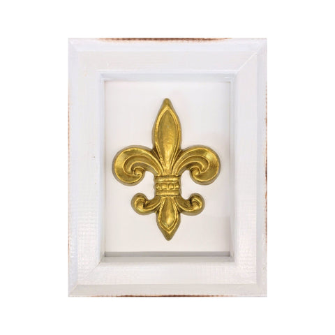 Ceramic Gold Fleur de Lis in Open Frame 9x12