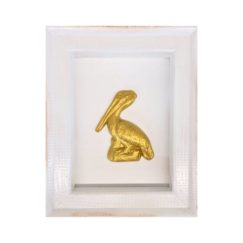 Ceramic Gold Pelican in Open Frame 8x8