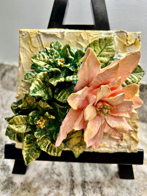 6X6 Christmas Poinsettia & Holly Pink