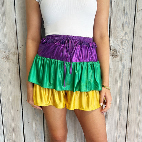 Nolaverse Mardi Gras Metallic Layered Skort