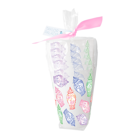 Colorful Ginger Jars Frosted Cup- Set of 6