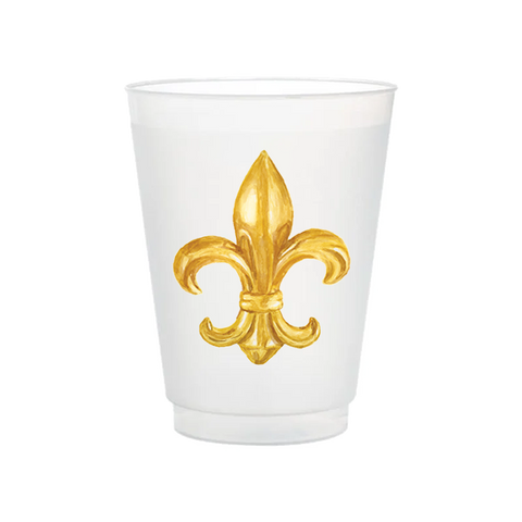 Gold Fleur De Lis Frosted Cups- Set of 6