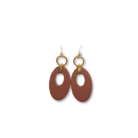 Earthen Heart Polymer Clay Earrings- Tan and Brown
