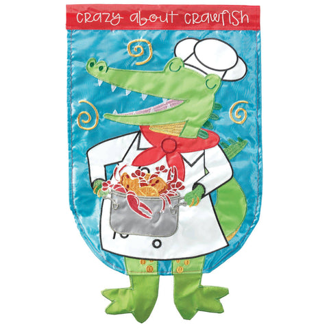 Crazy About Crawfish Alligator Garden Flag