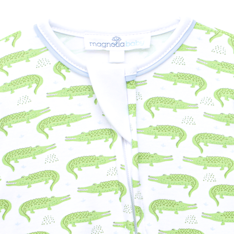 Bayou Baby Print Zip Footie - Light Blue - 318 Art & Frame