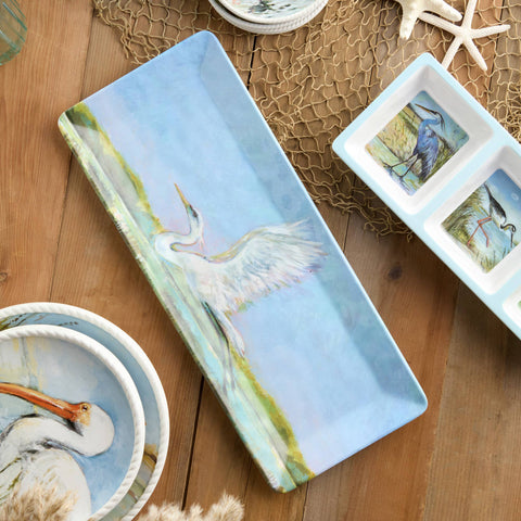 Flying Egret Melamine Rectangular Platter 19" x 8" - 318 Art & Frame