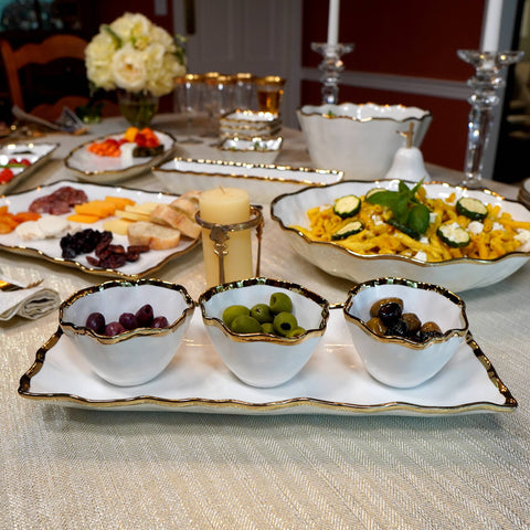 Regency Gold 4-Piece Tray with Condiment Bowls - 318 Art & Frame