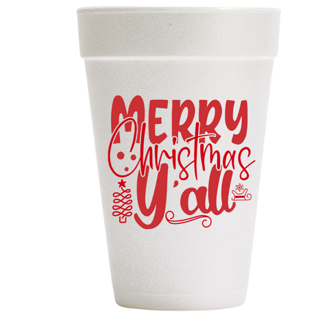 Merry Christmas Yall Styrofoam Cups