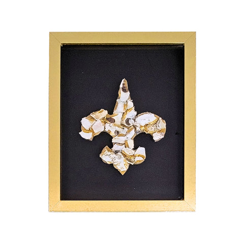 Framed Crushed Oyster Fleur de Lis 9"x11"