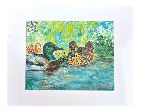 "Lover's Coot in the Swamp" Matted Art Print 11"x14"