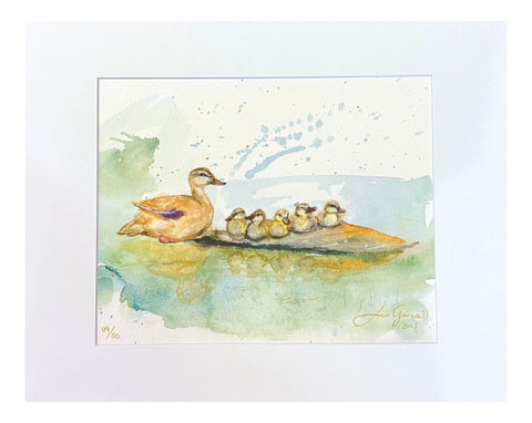 "Mother Duck" Matted Art Print 11"x14"