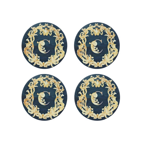 Custom Antique Rococo Crest Double-Sided Acrylic Coaster Set