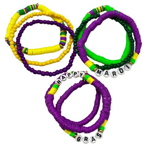 Happy Mardi Gras Friendship Bracelet Set