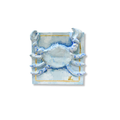 Blue Crab Paper Mache Art- 8x8