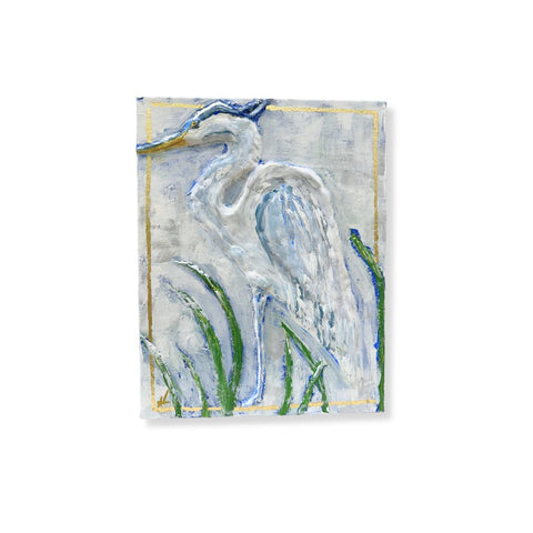 Blue Heron Paper Mache Art- 11x14