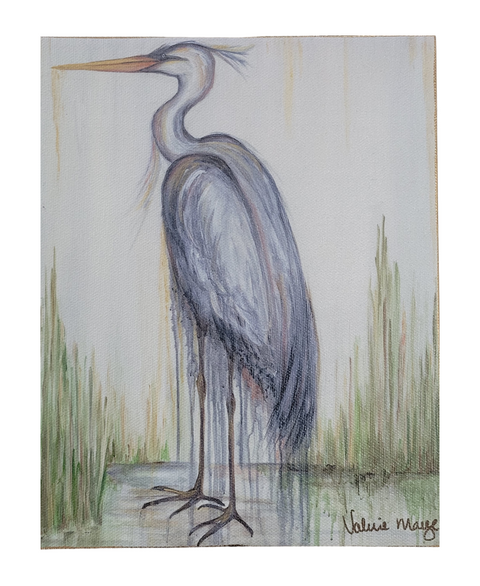 "Blue Heron II" Canvas Fine Art Reproduction, 18"X24"