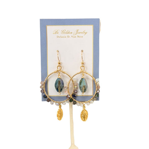 Blue, Lilac, & Gold Immaculate Earrings