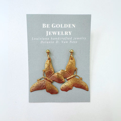 Brass Butterfly Earrings