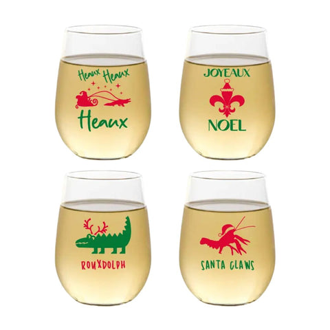 Cajun Christmas Shatterproof Wine Glasses