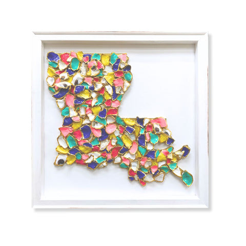 Colorful Louisiana Oyster Collage Canvas 24x24