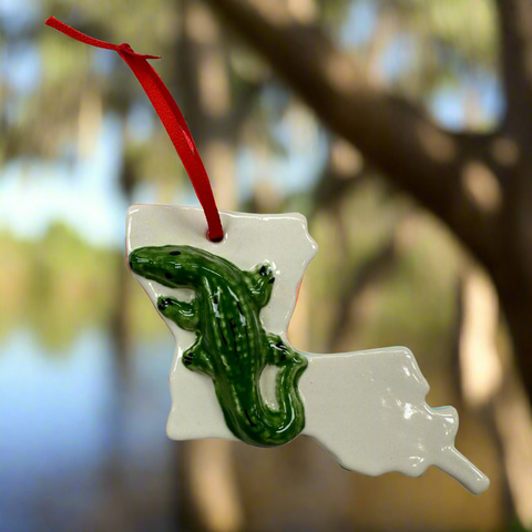 Louisiana Alligator Ceramic Ornament