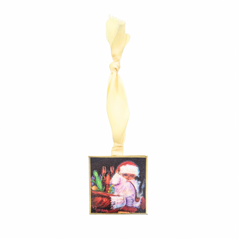 Papa Noel Canvas Ornament