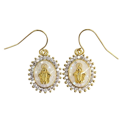 Cream Virgin Mary Earrings