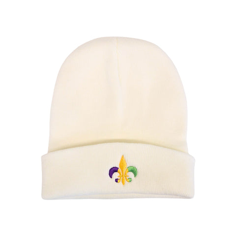 Mardi Gras Fleur de Lis Knit Hat