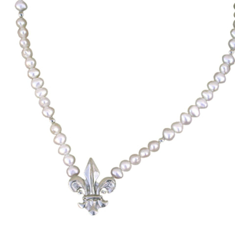 French Fleur de Lis Pearl Necklace