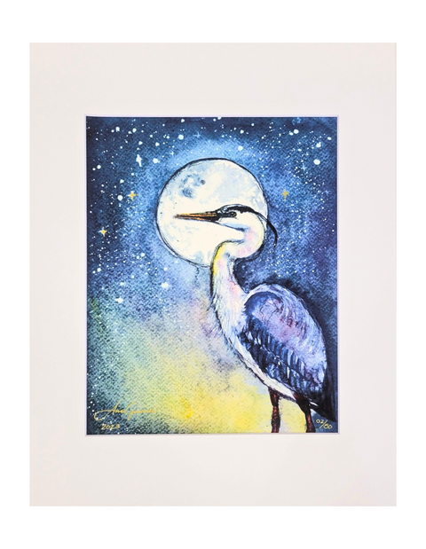 "Full Moon Night" Matted Art Print 11x14