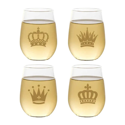 Gold Crown Shatterproof Wine Glasses