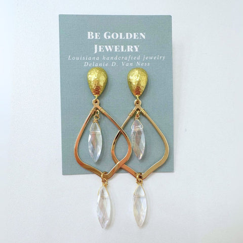 Gold & Crystal Drop Earrings