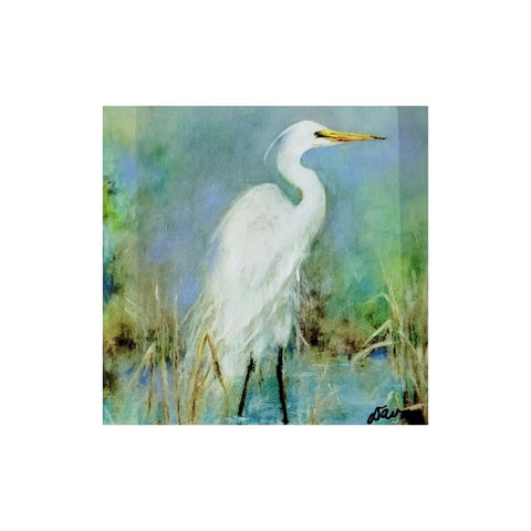 "Great White Egret" Acrylic Art Block 4x4