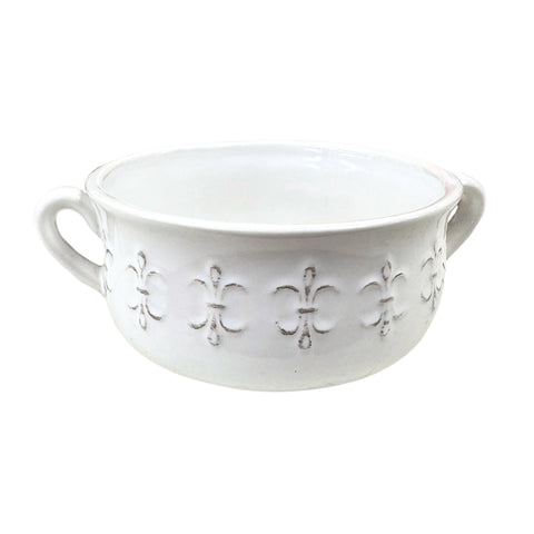 Double Handle Fleur De Lis Gumbo Bowl