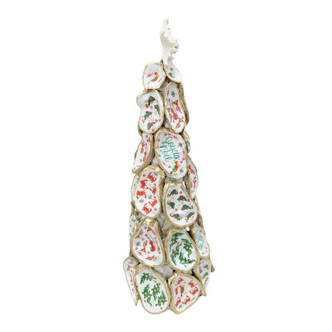 Joyeux Noel Decoupage Oyster Christmas Tree- 20"