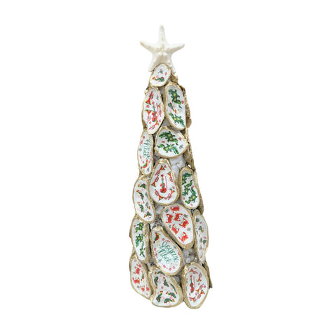 Joyeux Noel Decoupage Oyster Christmas Tree- 20"