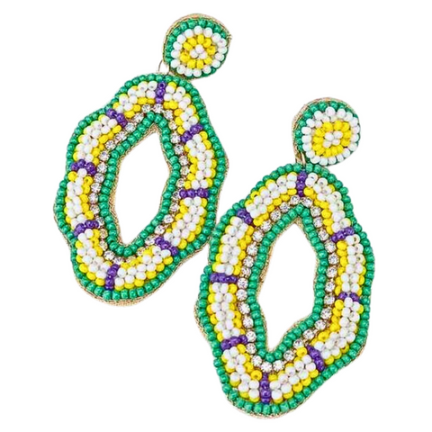 King Cake Beaded Earrings