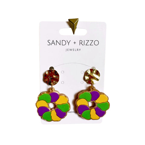 King Cake Dangle Earrings