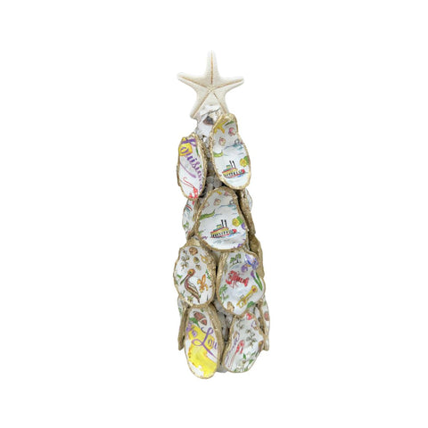 Louisiana Icon Decoupage Oyster Christmas Tree- 16"