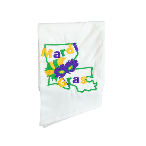 Louisiana Mardi Gras Embroidered Wreath Sash