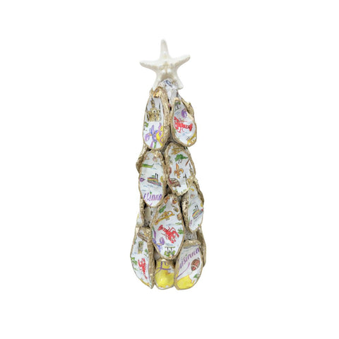 Louisiana Icon Decoupage Oyster Christmas Tree- 16"