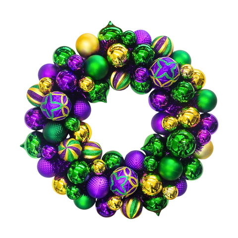 20" Mardi Gras Ornament Wreath