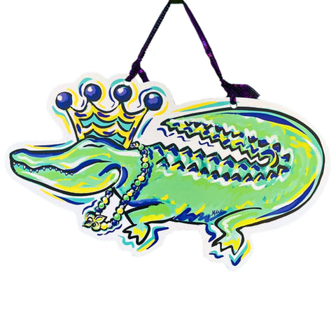 Mardi Gras Allie-Gator Door Hanger