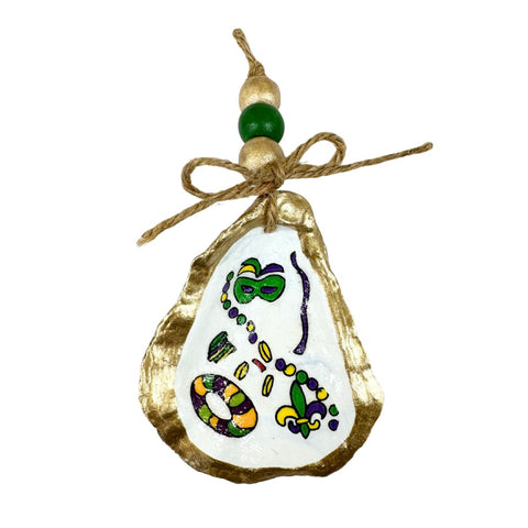 Mardi Gras Decoupage Oyster Ornament