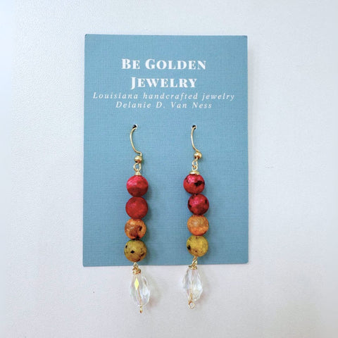 Ombre Wood Dangle Earrings