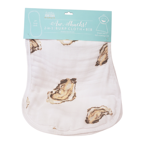 Aw, Shucks! Oyster 2-in-1 Burp Cloth /Bib - 318 Art Co.