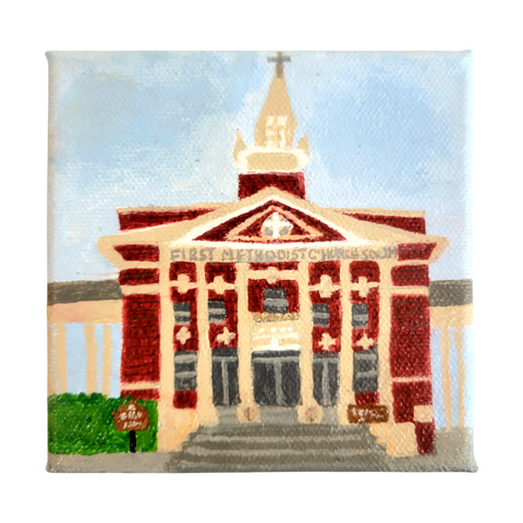 "First Methodist Church" Acrylic on Gallery Wrapped Canvas 4"x4"